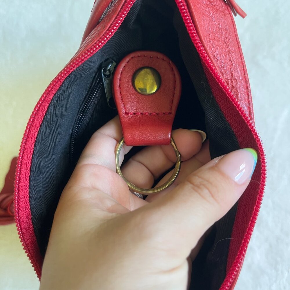 3/$30 🌟 VTG Genuine Leather Red Crossbody Purse - Picture 5 of 5